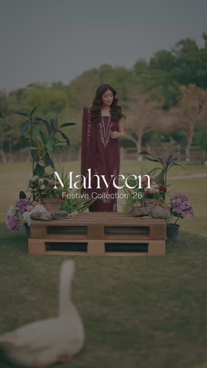 Plum/Maroon Heavy Embroidered 3-Piece Suit