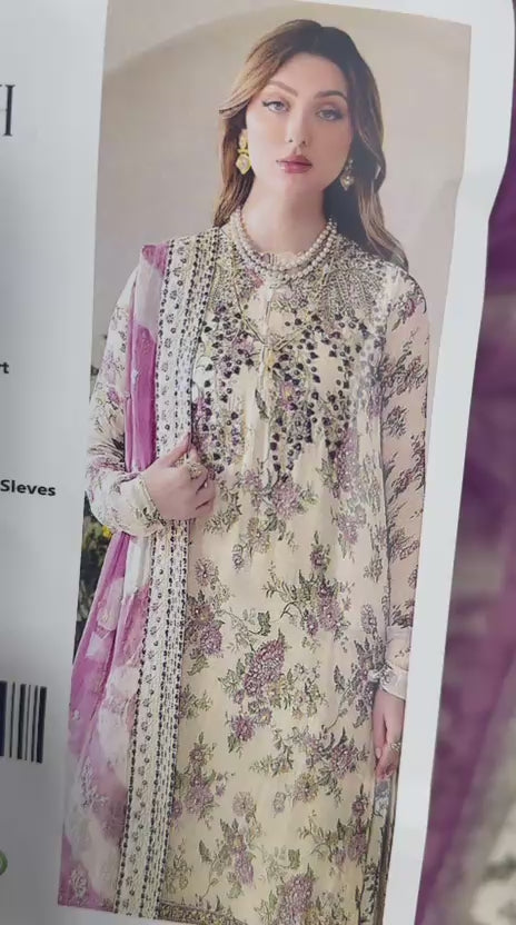 Outqlaas Silk Collection - 3 Piece Embroidered Silk Suit
