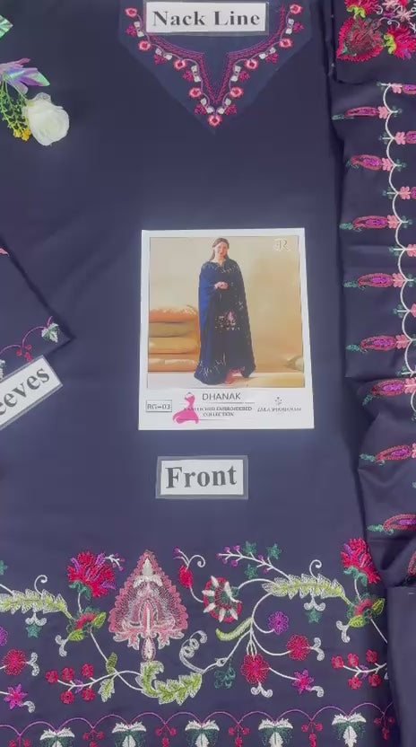 Embroidered Dhanak 3PC Unstitched Winter Collection