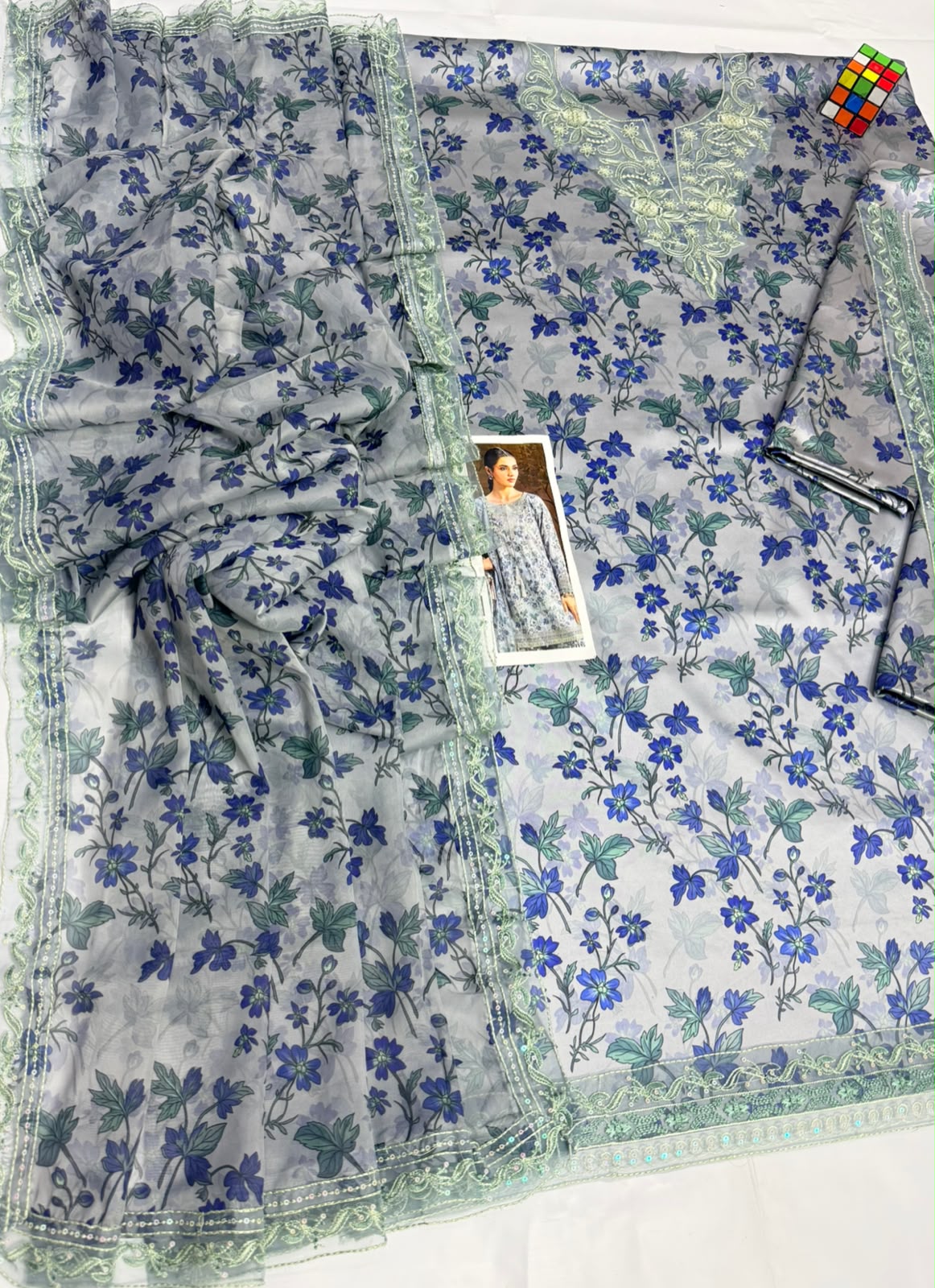 OUTQLAAS Luxury Silk Printed 3-Piece Ensemble