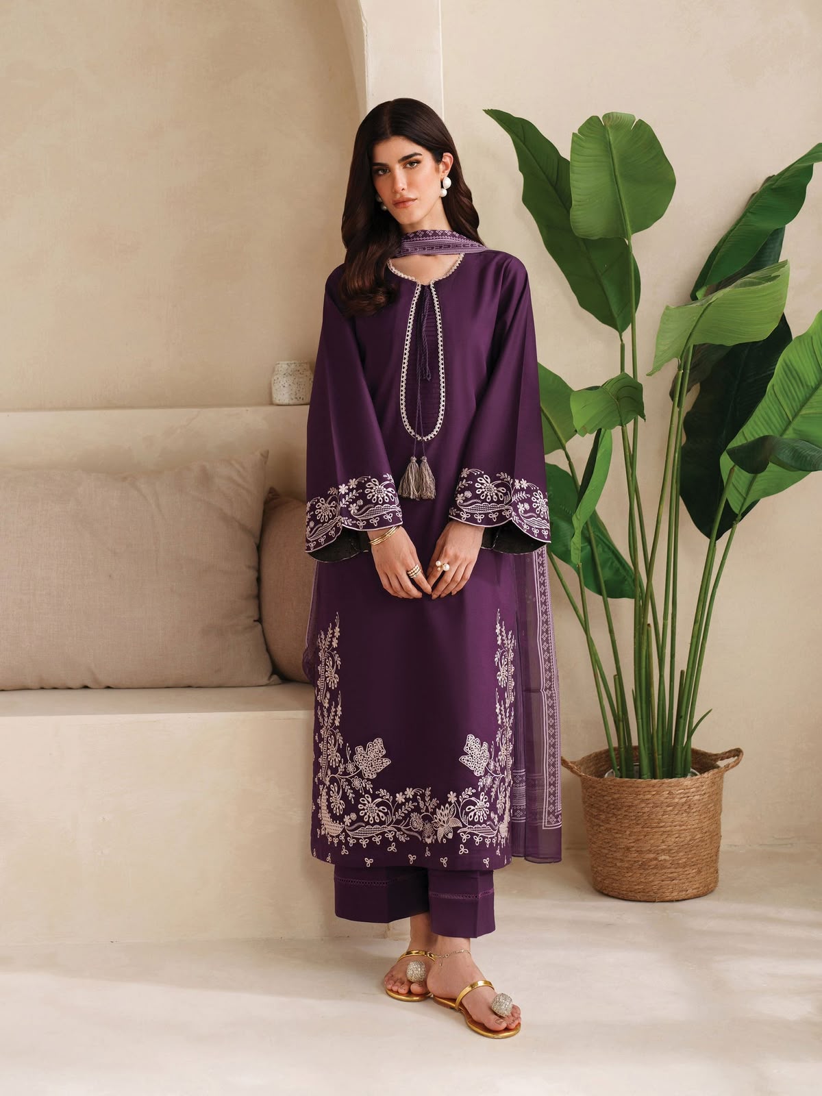 Deep Velvet Grape – 3pc unstitched Embroidered Lawn Suit (Inspired by Garnet CB-6519)