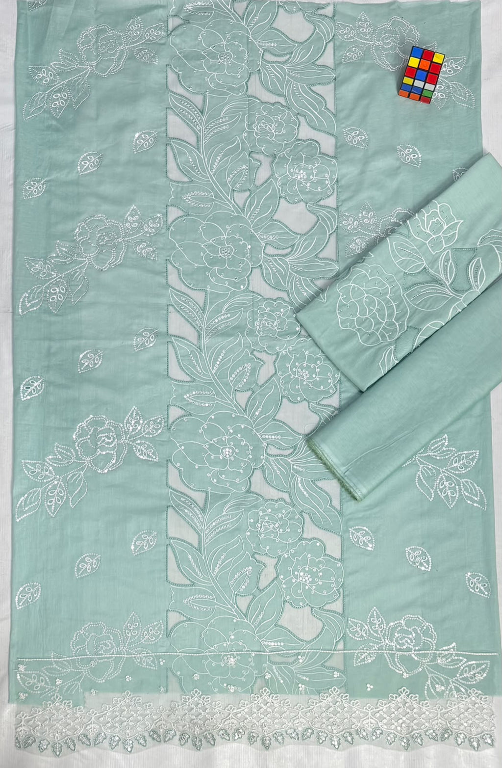 Mint Breeze — 2-Piece Luxury Embroidered Lawn Suit (Inspired by Maria.B. — MB-529A)