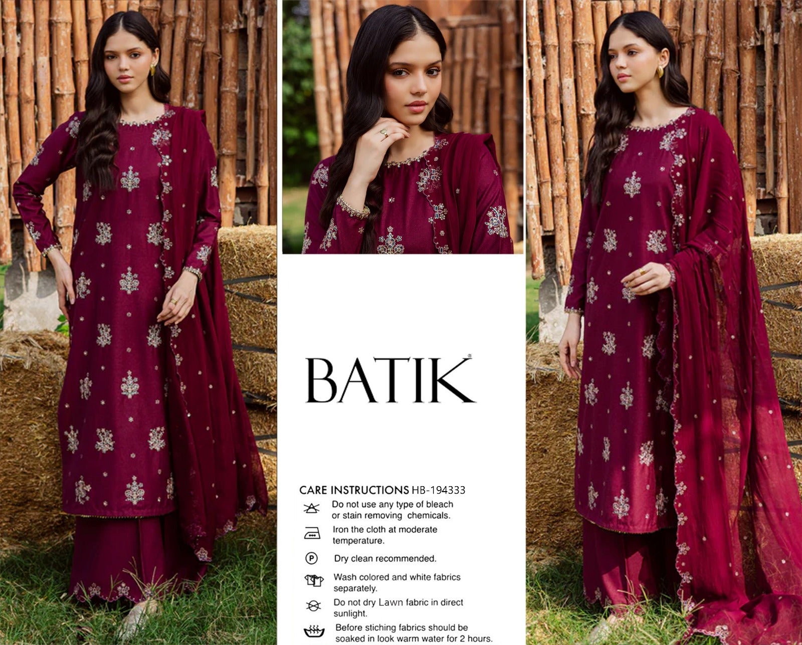 Magenta Muse – 3pc unstitched Embroidered Lawn Suit (Inspired by Batik HB-194333)