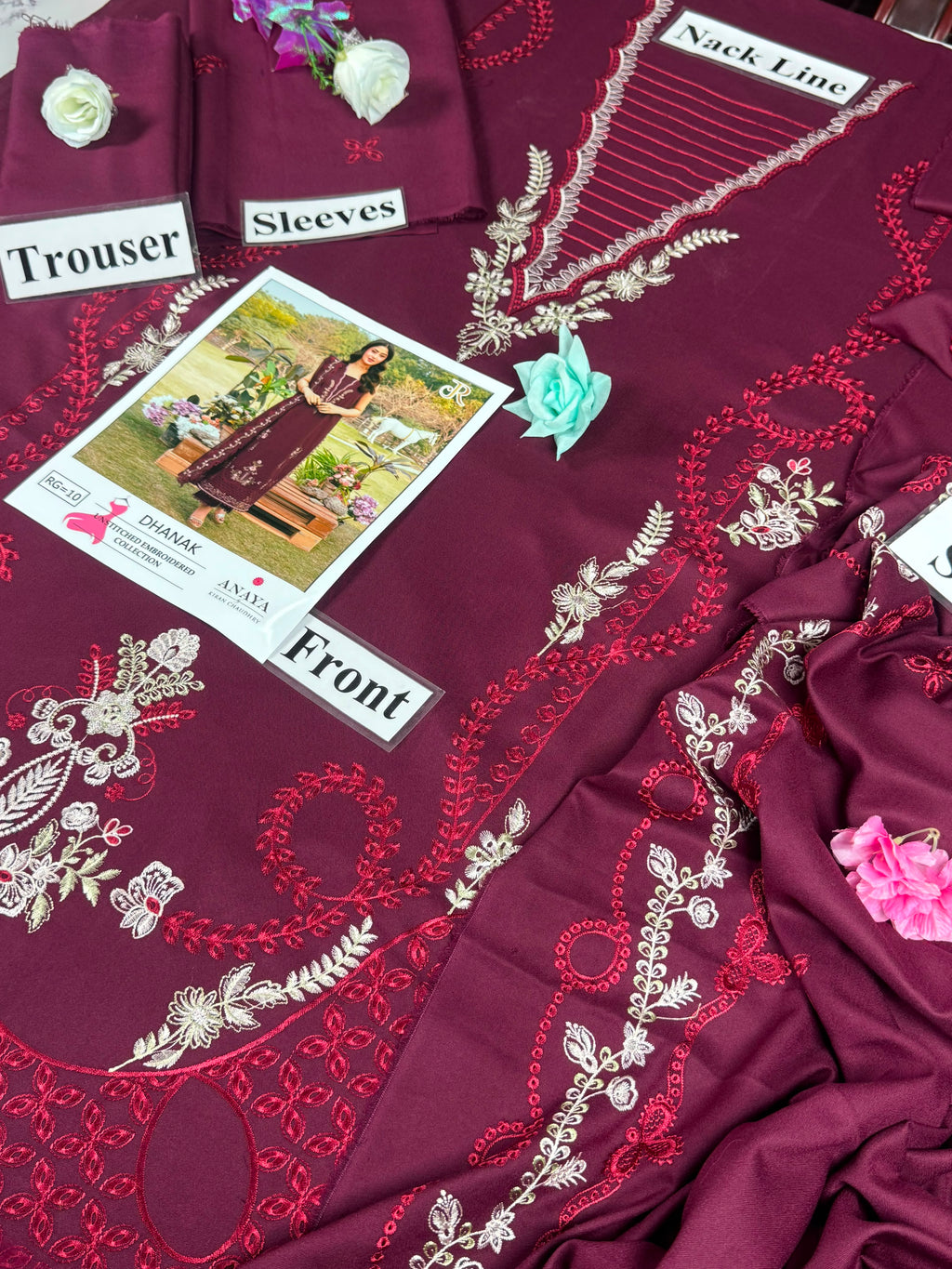 Plum/Maroon Heavy Embroidered 3-Piece Suit