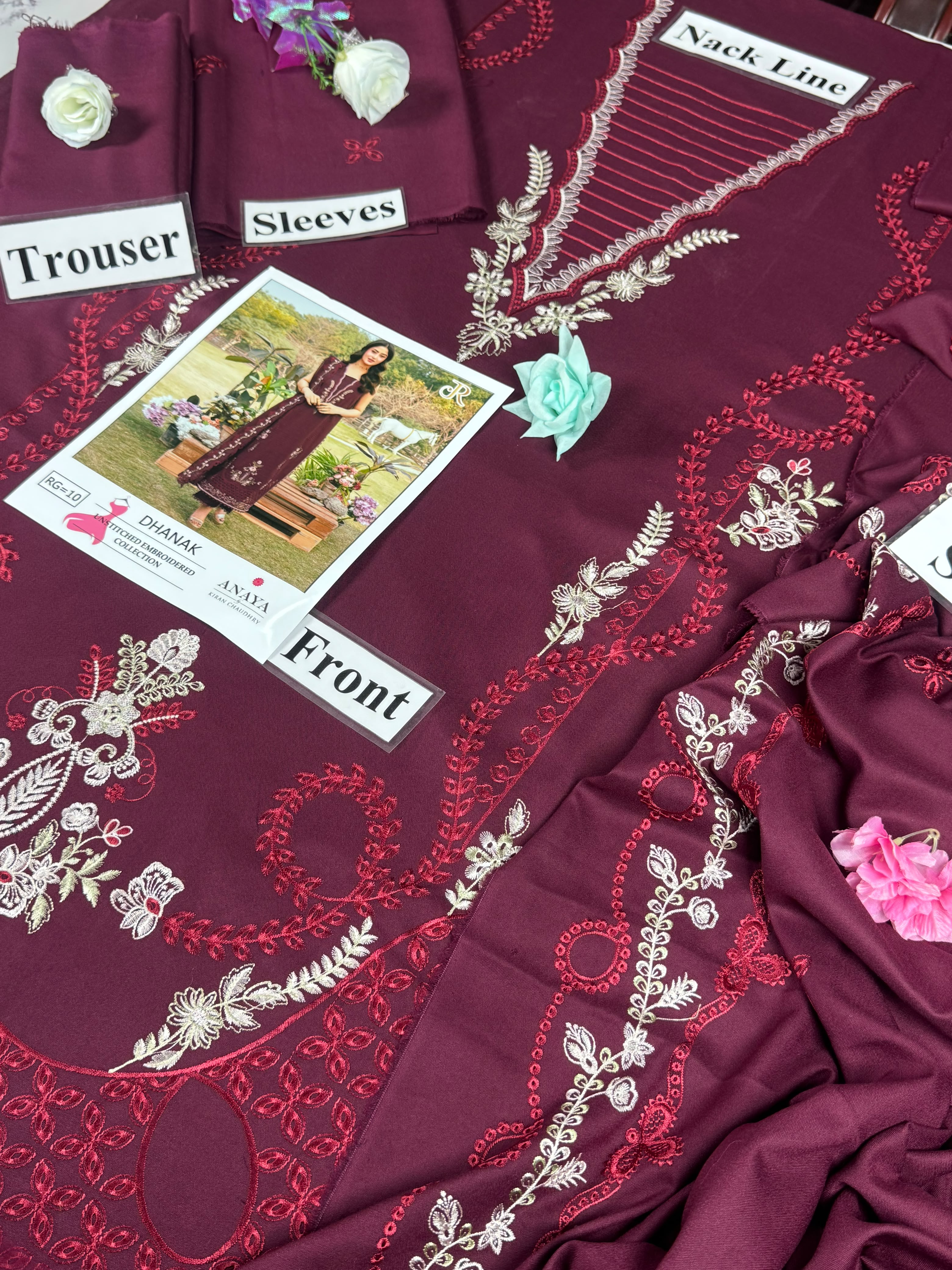 Plum/Maroon Heavy Embroidered 3-Piece Suit