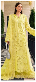 Maria.B. Inspired 2-Piece unstitched Embroidered Lawn Suit - Lime Yellow)