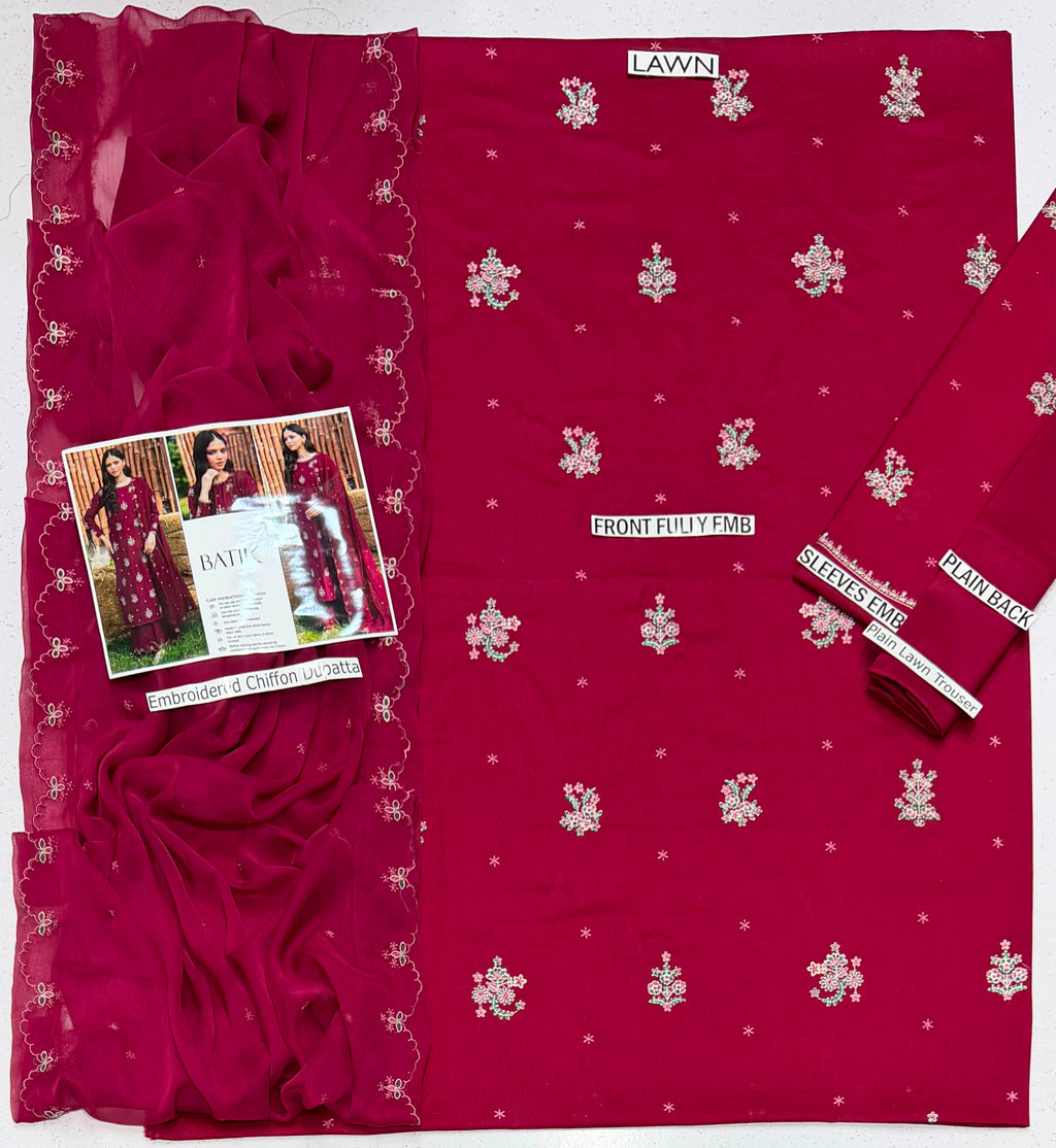 Magenta Muse – 3pc unstitched Embroidered Lawn Suit (Inspired by Batik HB-194333)