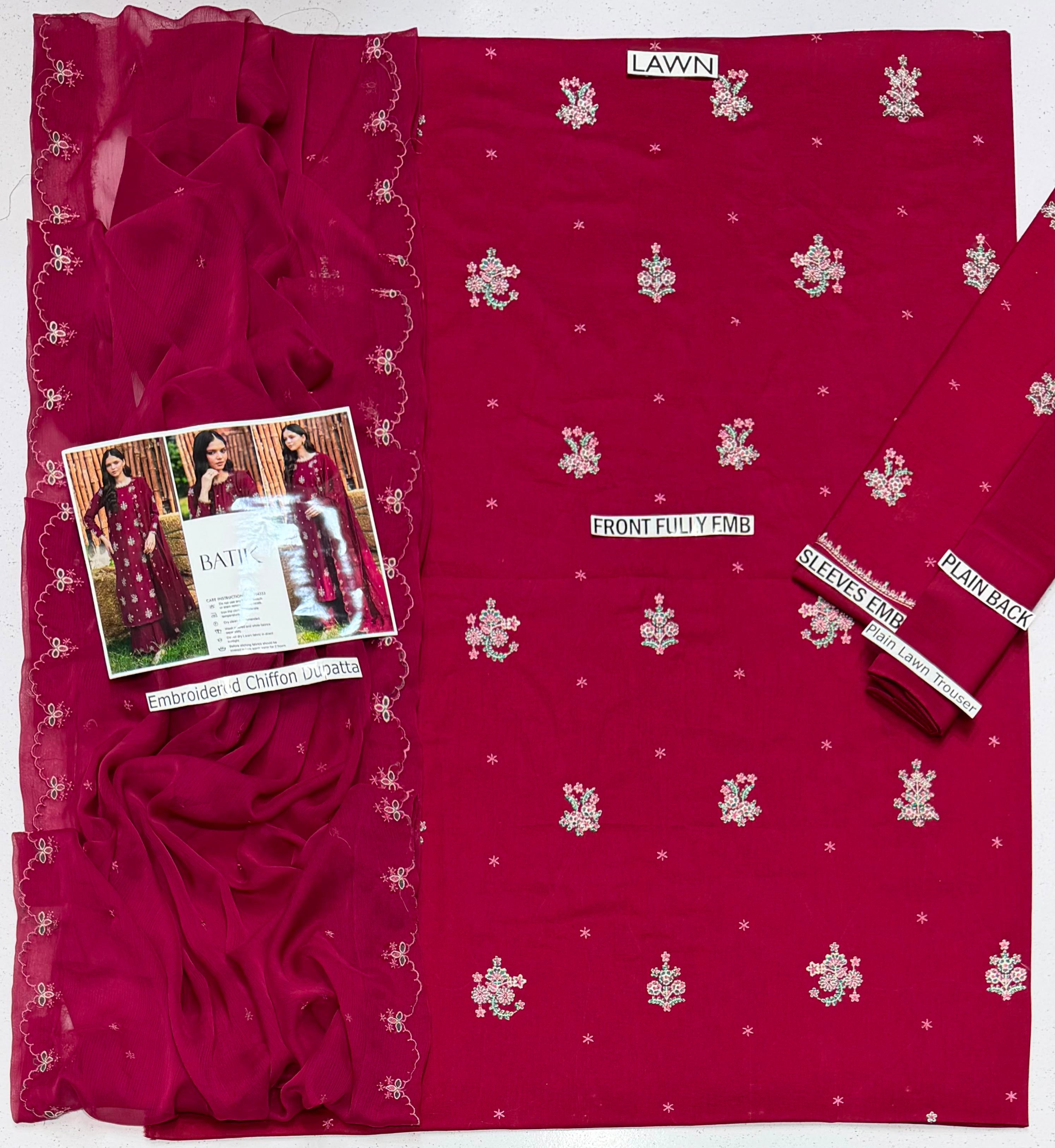 Magenta Muse – 3pc unstitched Embroidered Lawn Suit (Inspired by Batik HB-194333)