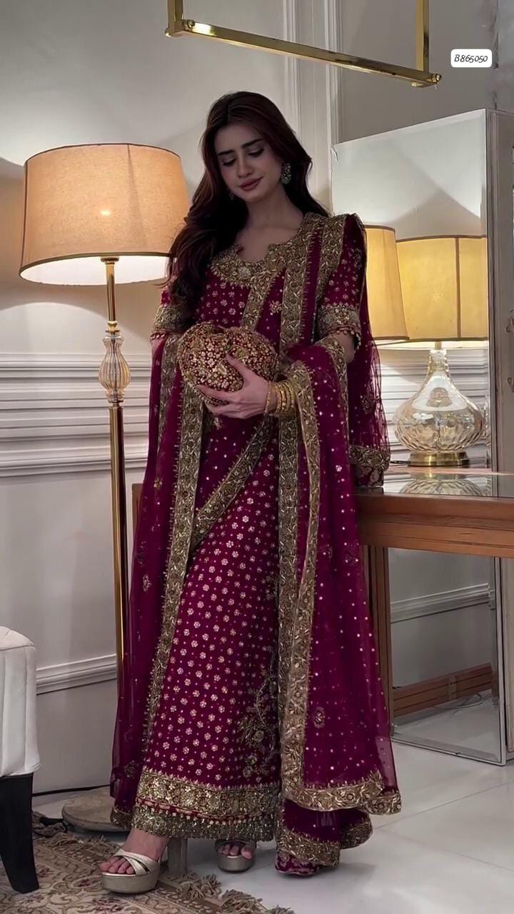 Outqlaas -3-Piece Addawork Chiffon Wedding Ensemble