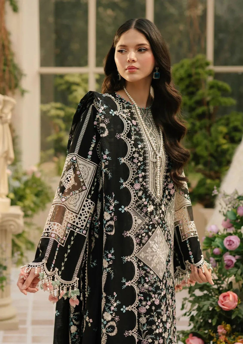 Midnight Pastel – 3pc unstitched Embroidered Lawn Suit (Inspired by Bin Ilyas CB-4129)
