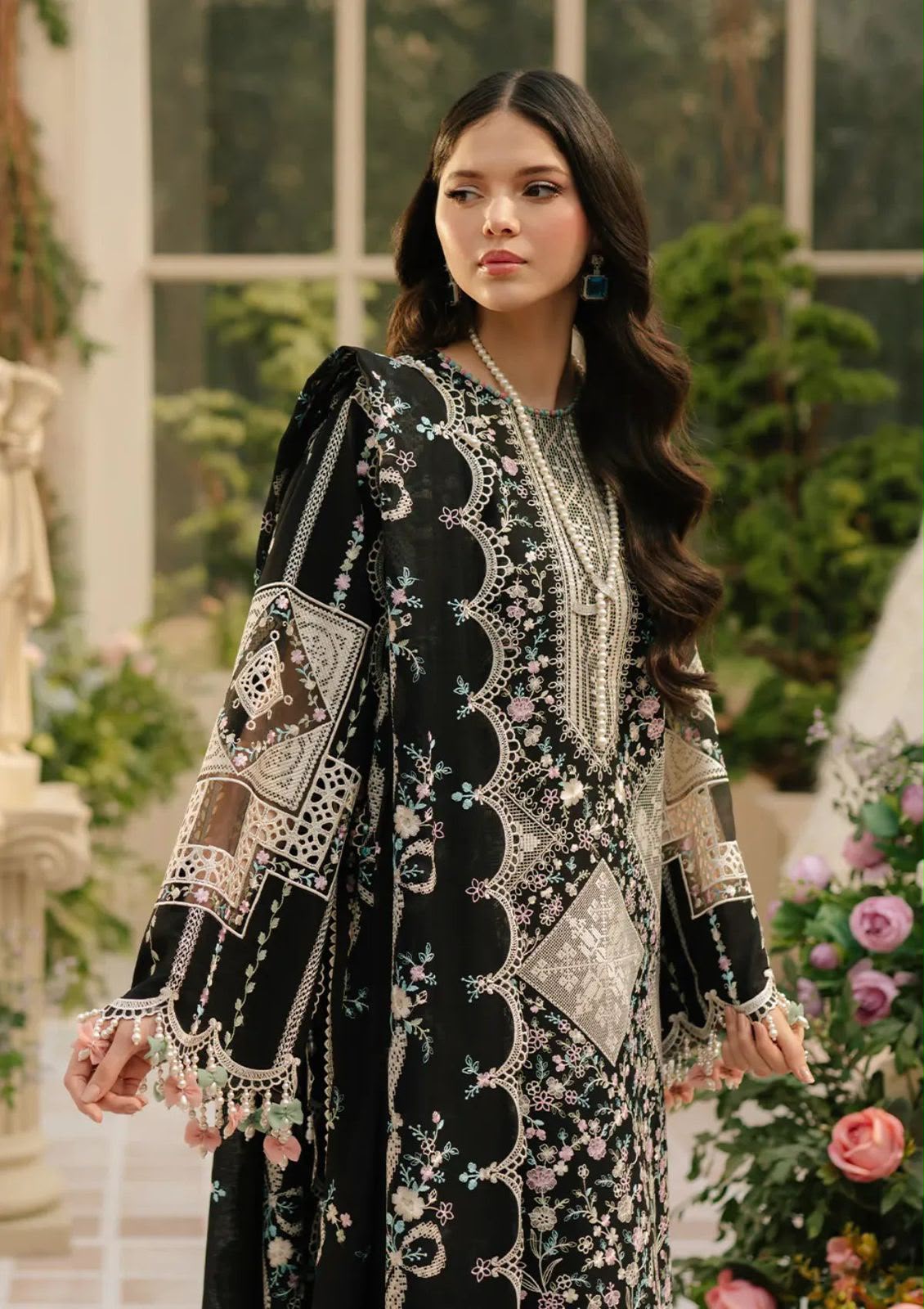 Midnight Pastel – 3pc unstitched Embroidered Lawn Suit (Inspired by Bin Ilyas CB-4129)