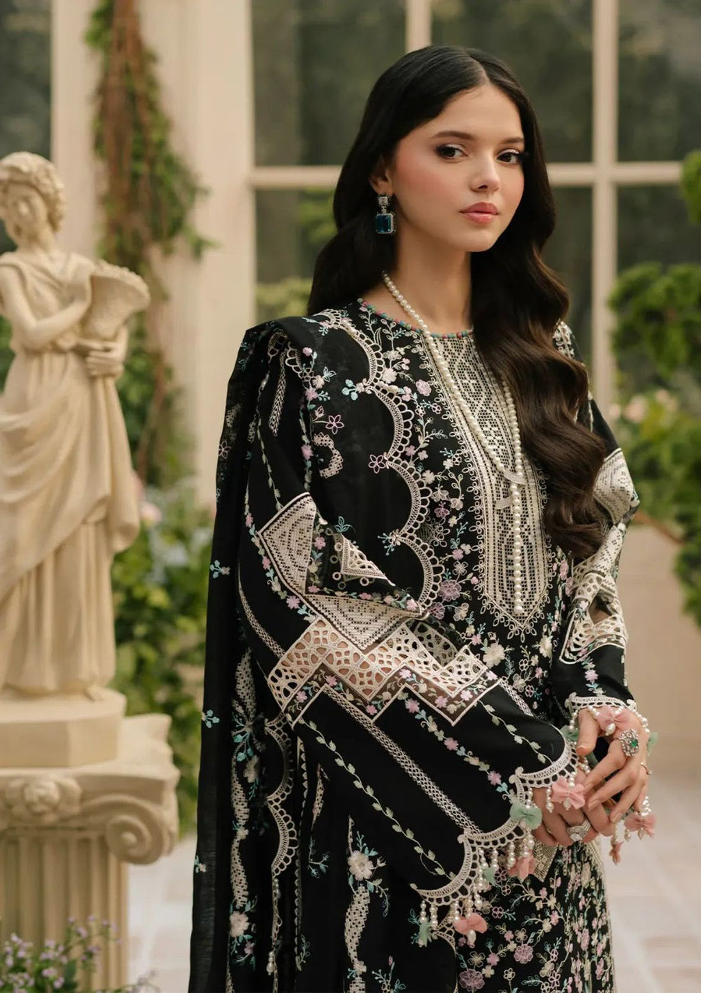 Midnight Pastel – 3pc unstitched Embroidered Lawn Suit (Inspired by Bin Ilyas CB-4129)