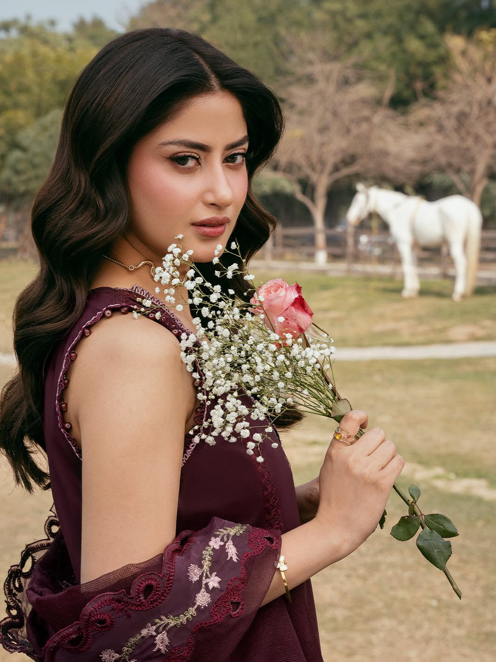 Plum/Maroon Heavy Embroidered 3-Piece Suit