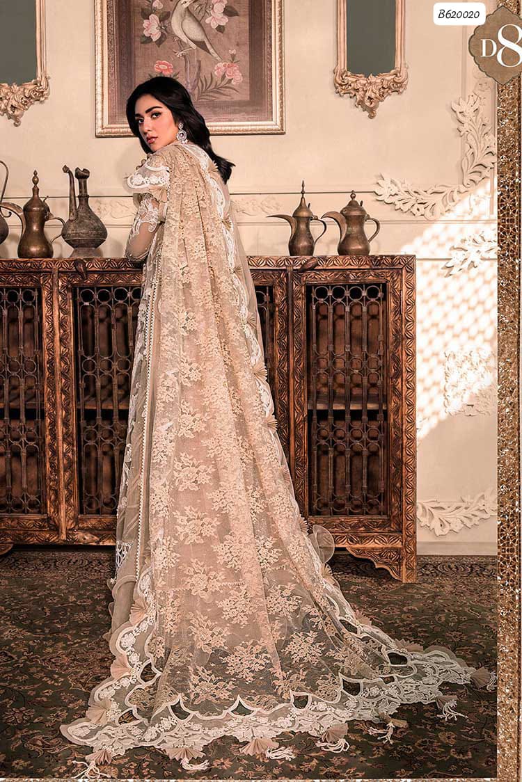 Outqlaas Luxury Organza 3-Piece Ensemble (Soft Peach / Cream
