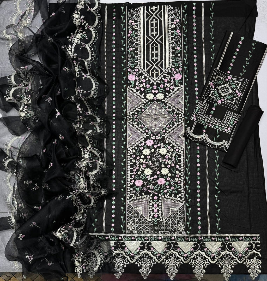 Midnight Pastel – 3pc unstitched Embroidered Lawn Suit (Inspired by Bin Ilyas CB-4129)