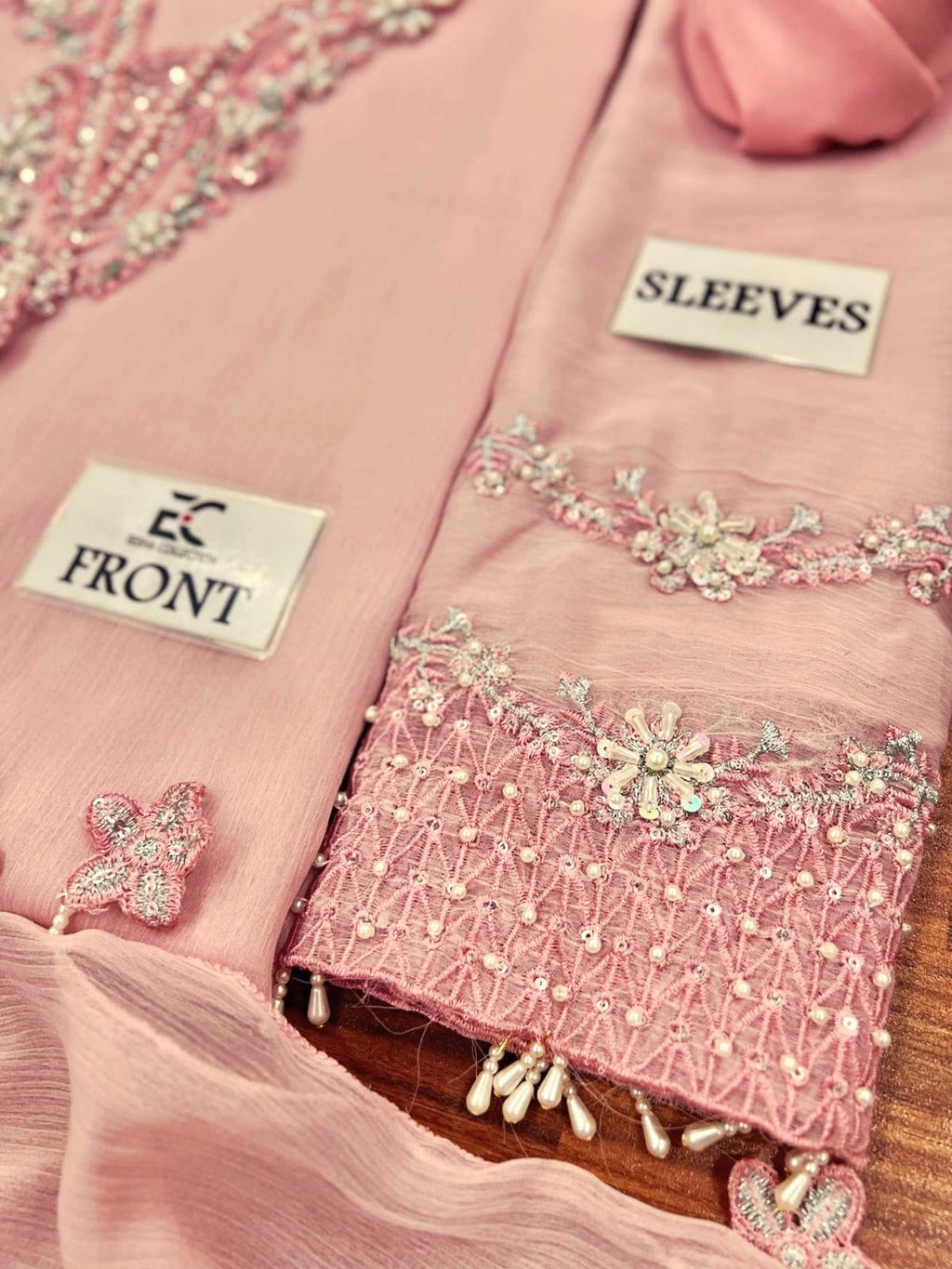 Outqlaas - Luxury Chiffon Hand Embellished Festive 3-Piece Suit