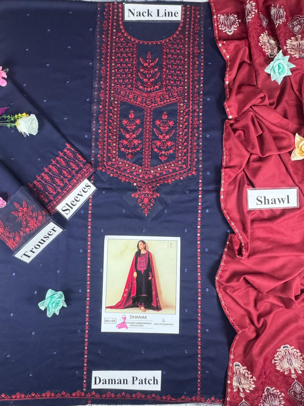 Embroidered Dhanak 3PC Unstitched Winter Collection
