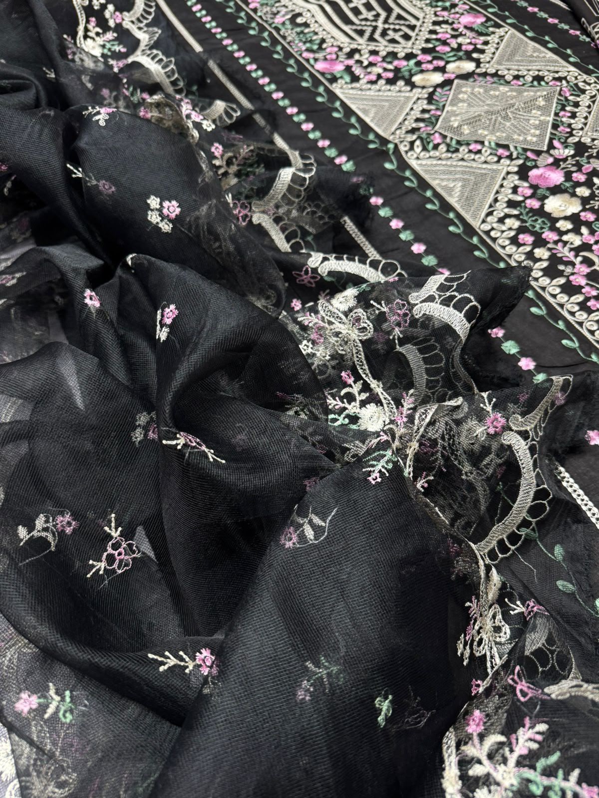 Midnight Pastel – 3pc unstitched Embroidered Lawn Suit (Inspired by Bin Ilyas CB-4129)