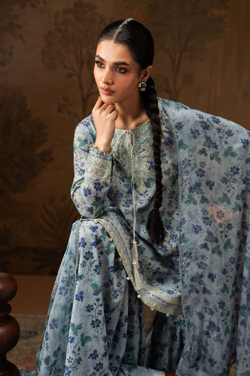 OUTQLAAS Luxury Silk Printed 3-Piece Ensemble