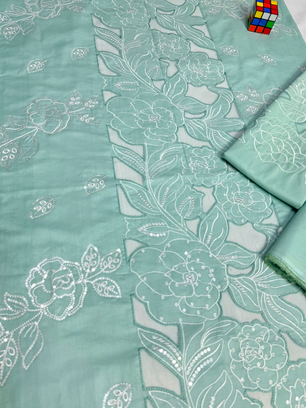 Mint Breeze — 2-Piece Luxury Embroidered Lawn Suit (Inspired by Maria.B. — MB-529A)