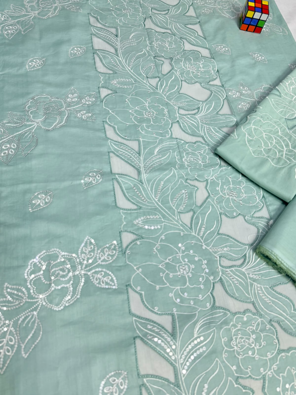 Mint Breeze — 2-Piece Luxury Embroidered Lawn Suit (Inspired by Maria.B. — MB-529A)
