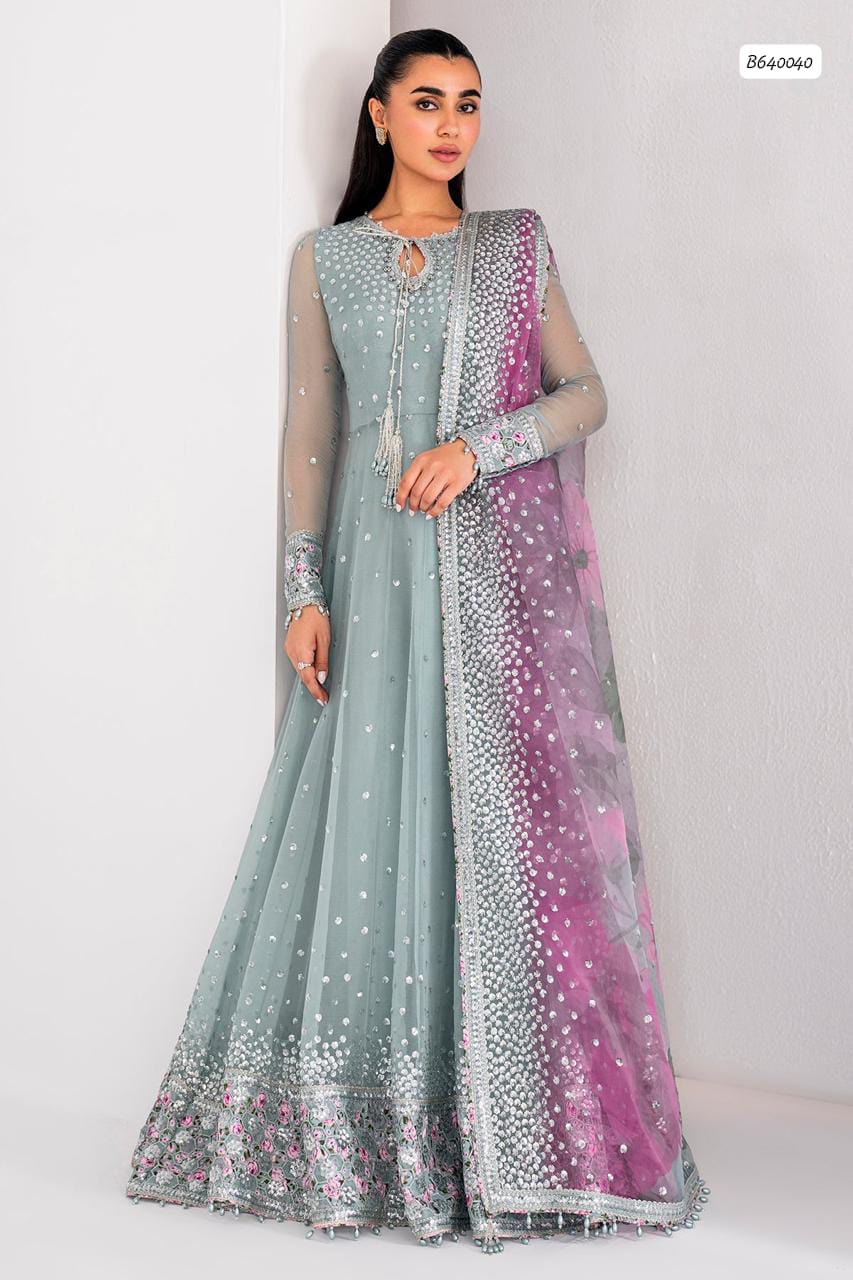 Outqlaas - Mint Sage  Luxury Chiffon Maxi Ensemble