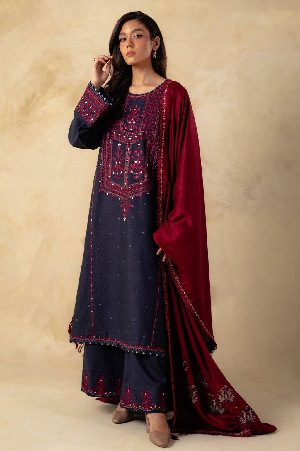 Embroidered Dhanak 3PC Unstitched Winter Collection