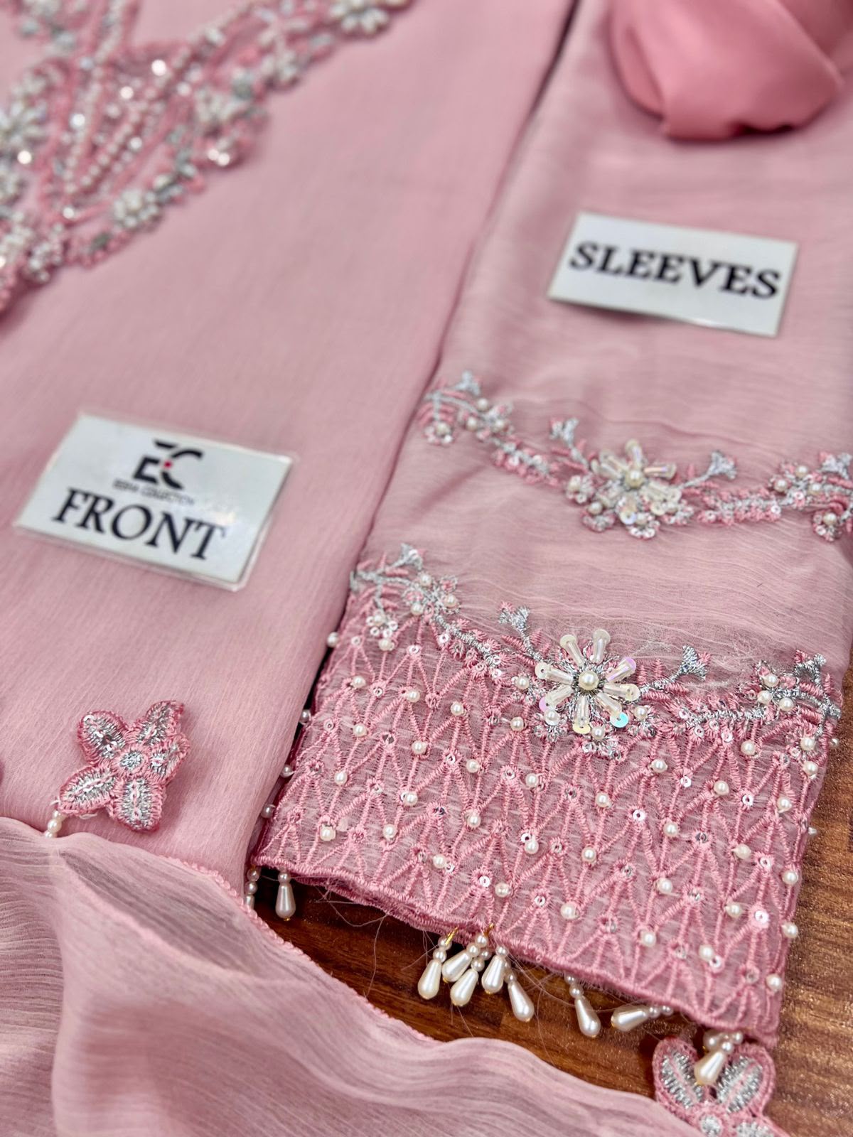 Outqlaas - Luxury Chiffon Hand Embellished Festive 3-Piece Suit