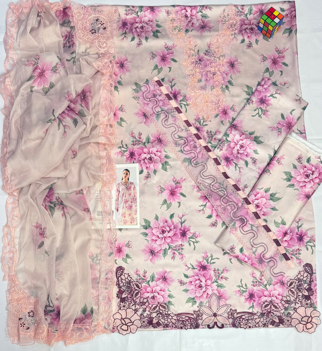 Outqlaas - Ethnic Inspired Luxury Silk Printed 3-Piece Ensemble