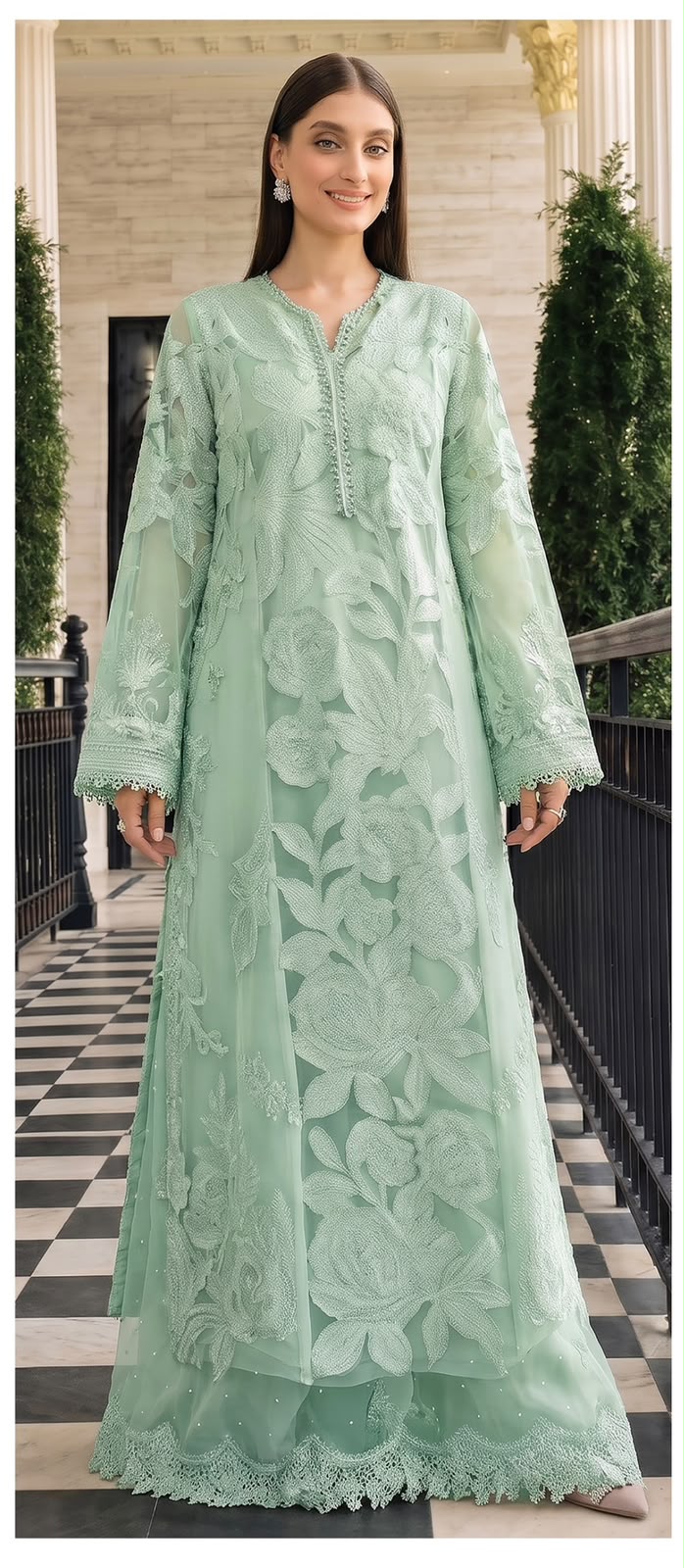 Mint Breeze — 2-Piece Luxury Embroidered Lawn Suit (Inspired by Maria.B. — MB-529A)