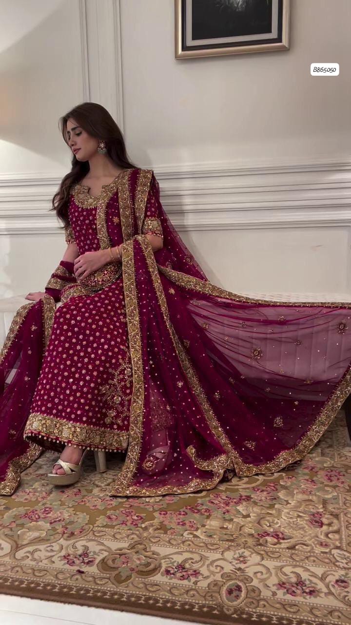Outqlaas -3-Piece Addawork Chiffon Wedding Ensemble