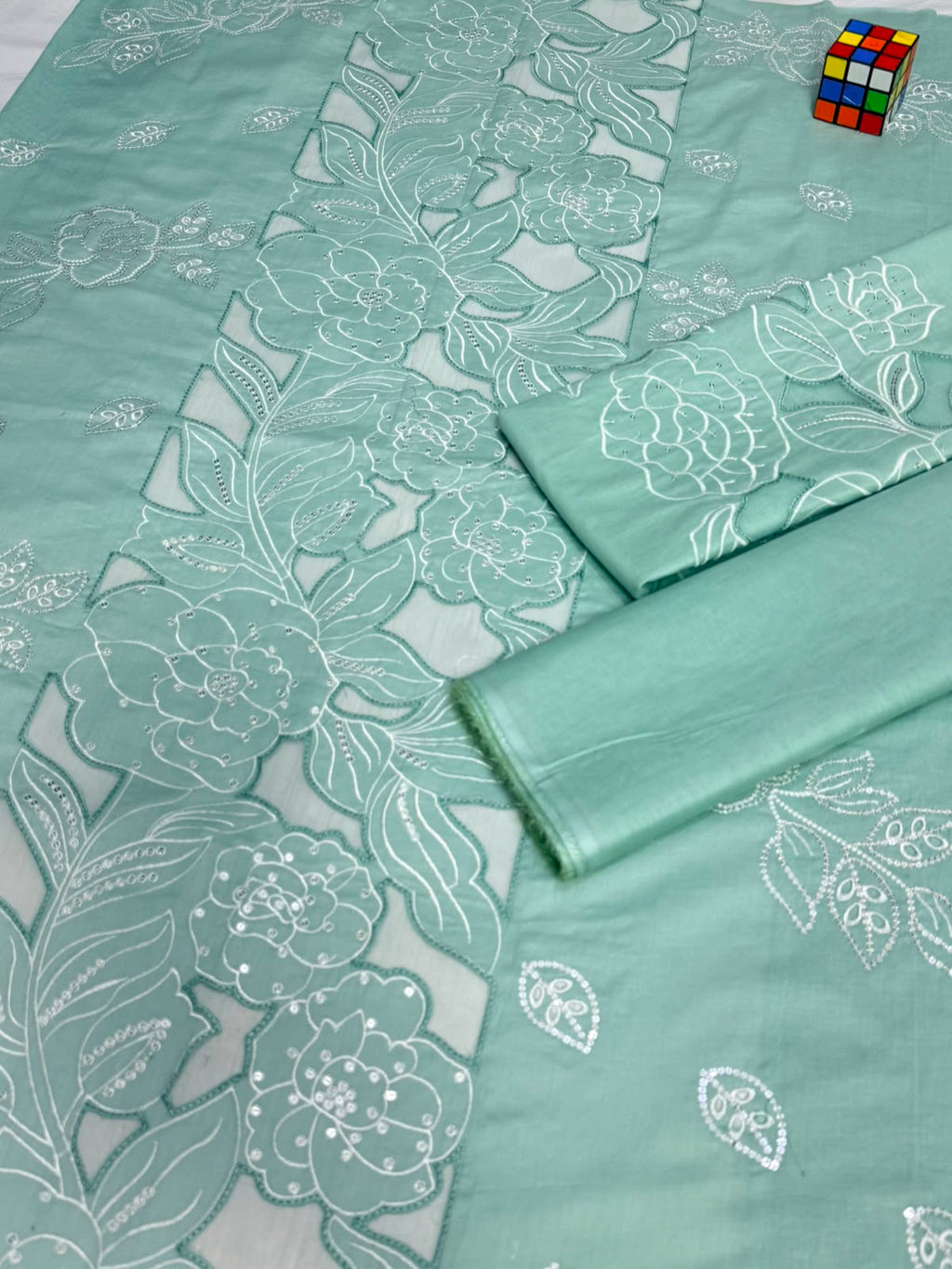 Mint Breeze — 2-Piece Luxury Embroidered Lawn Suit (Inspired by Maria.B. — MB-529A)
