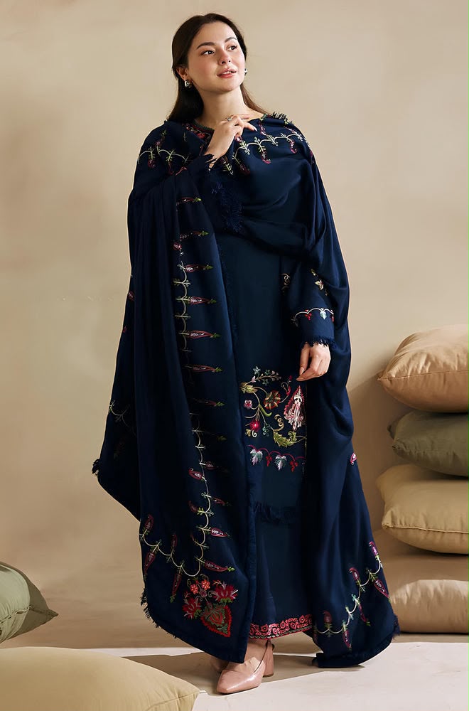 Embroidered Dhanak 3PC Unstitched Winter Suit